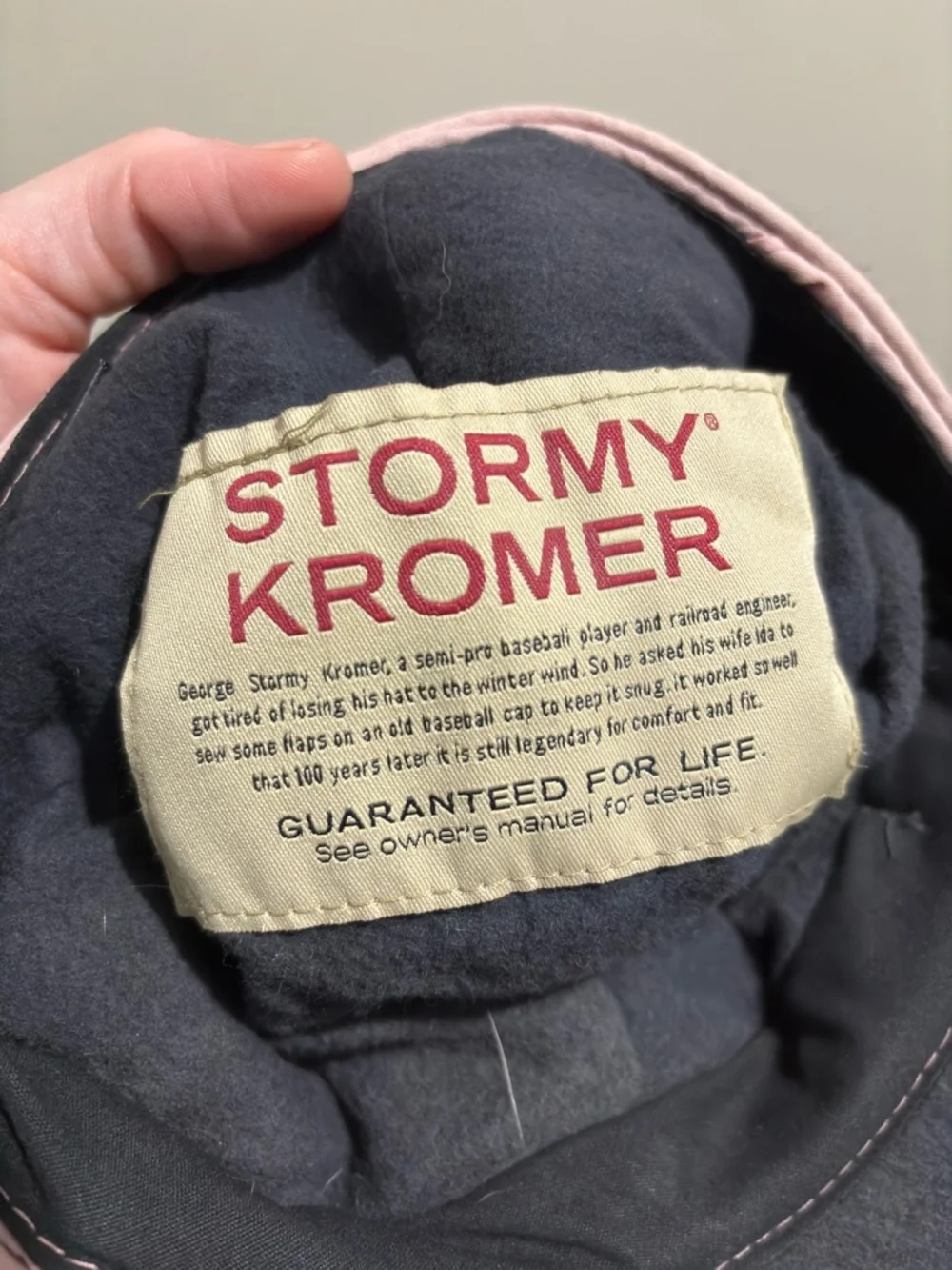 Stormy Kromer Vintage Wool Paper Boy Hat Cap with Pink Floral Appliqué Accent